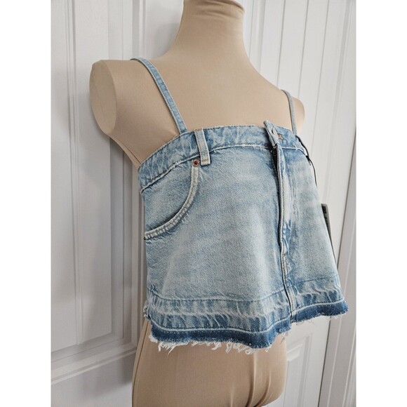 NWT ZARA Cropped Denim Spaghetti Strap Top Women’s Size XS Jean Tank Top - Picture 2 of 7